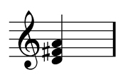 D major chord scored