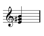E major chord notated