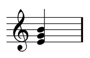 E minor chord scored