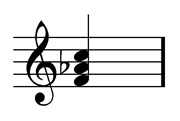 F minor chord scored